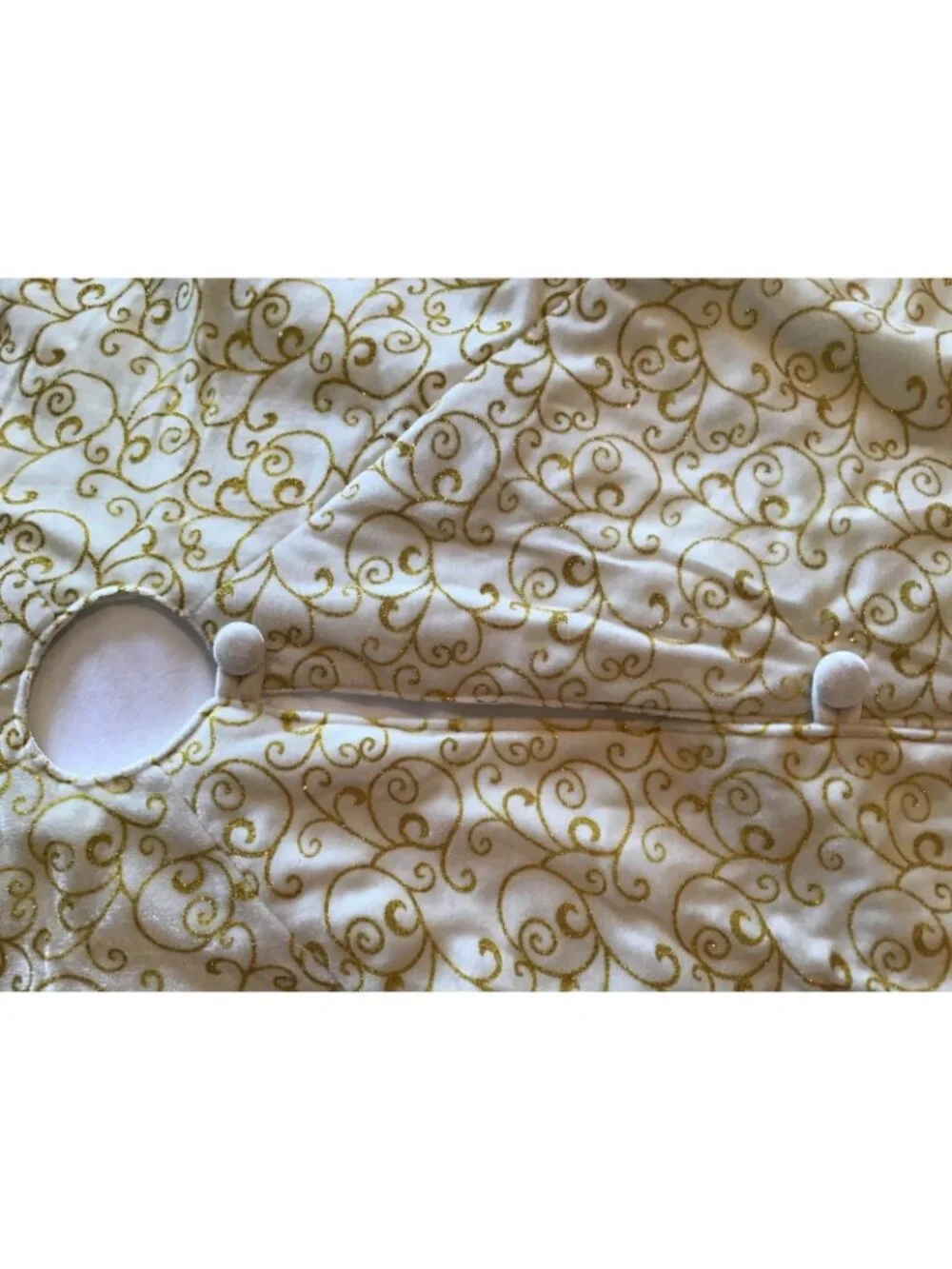 Cream and Gold 48 inch Elegant Velvety Satin Back Christmas Tree Skirt
